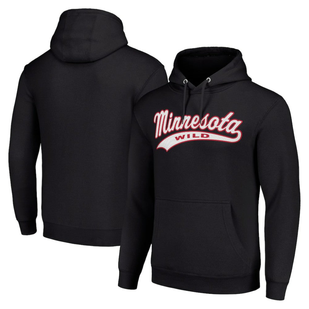 NHL Black Minnesota Wild Starter Tailsweep Fleece Tri-Blend Pullover Hoodie