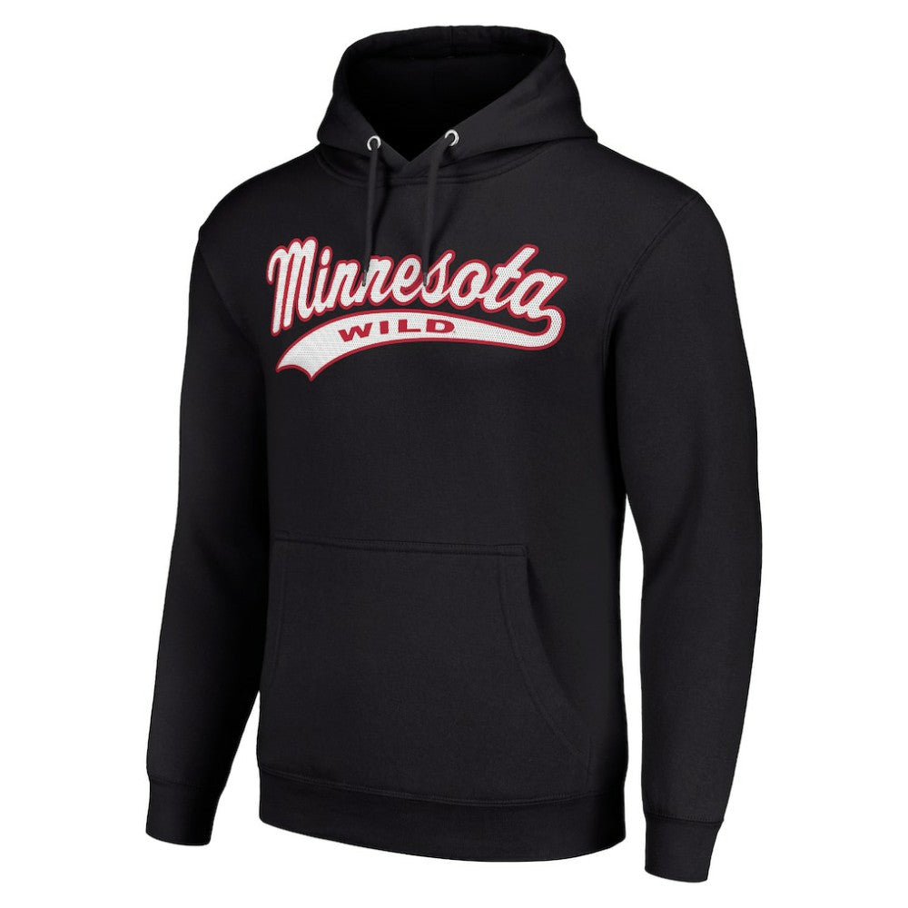 NHL Black Minnesota Wild Starter Tailsweep Fleece Tri-Blend Pullover Hoodie