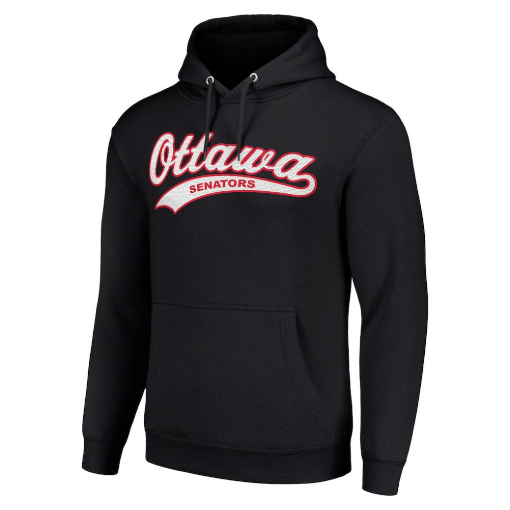 NHL Black Ottawa Senators Starter Tailsweep Fleece Tri-Blend Pullover Hoodie
