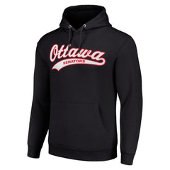 NHL Black Ottawa Senators Starter Tailsweep Fleece Tri-Blend Pullover Hoodie