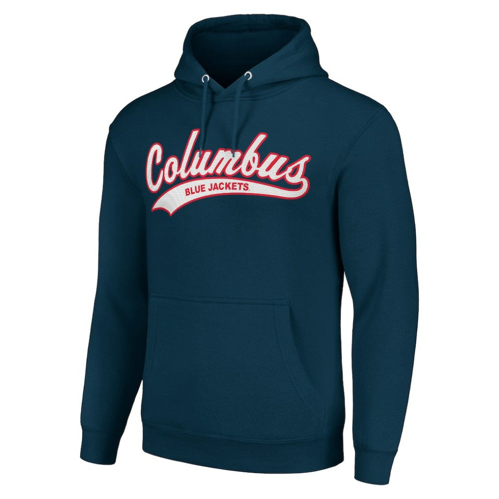 NHL Navy Columbus Blue Jackets Starter Tailsweep Fleece Tri-Blend Pullover Hoodie