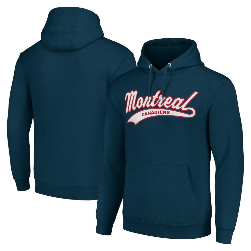 NHL Navy Montreal Canadiens Starter Tailsweep Fleece Tri-Blend Pullover Hoodie