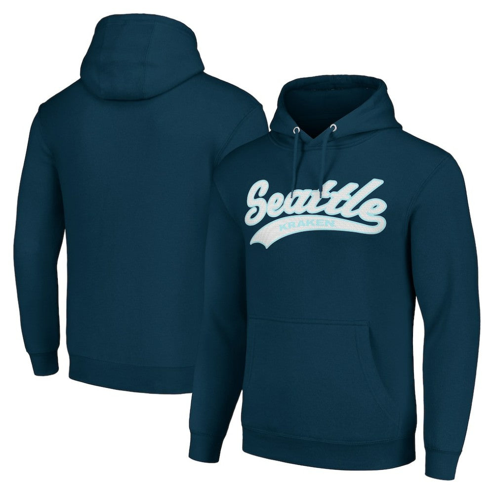 NHL Deep Sea Blue Seattle Kraken Starter Tailsweep Fleece Tri-Blend Pullover Hoodie