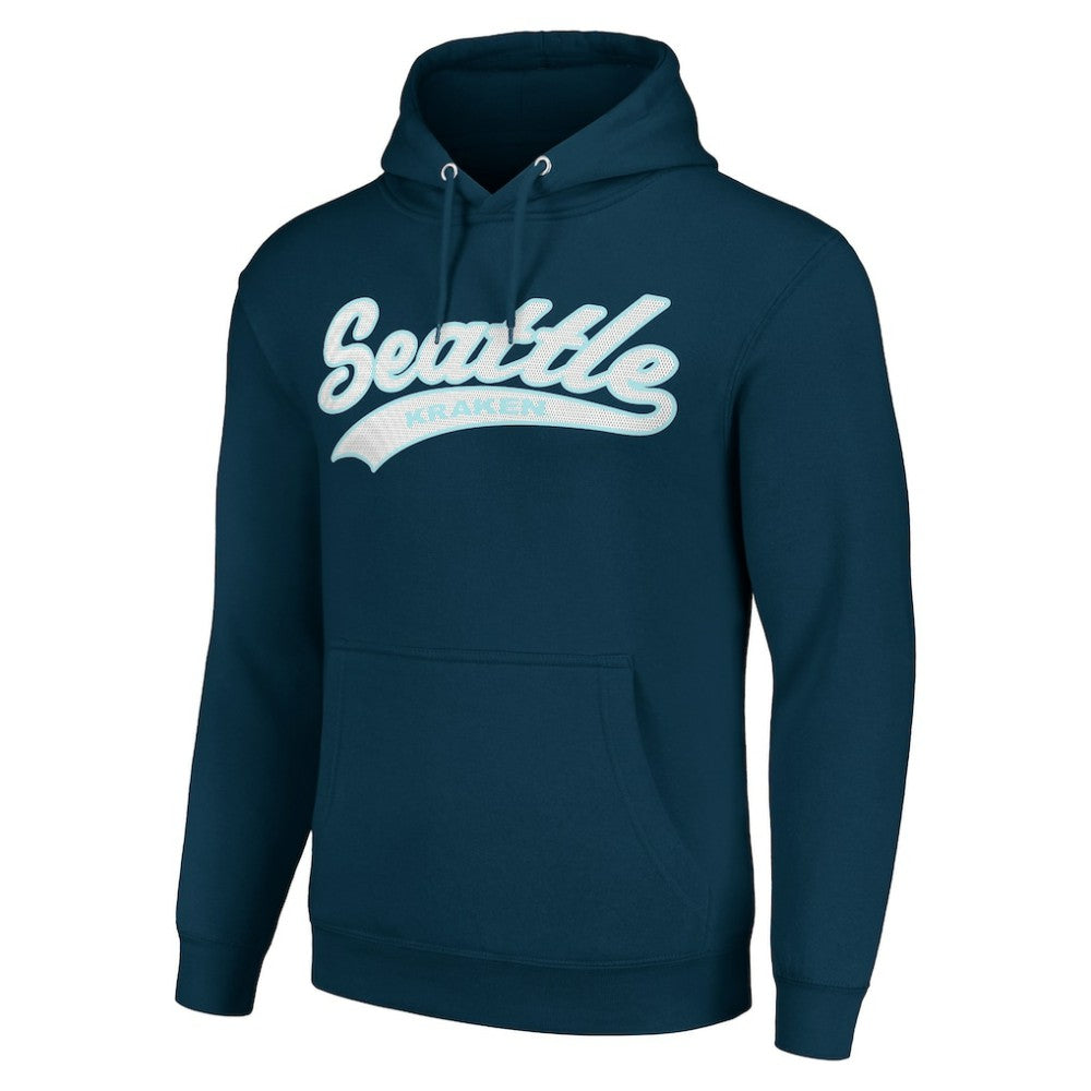 NHL Deep Sea Blue Seattle Kraken Starter Tailsweep Fleece Tri-Blend Pullover Hoodie