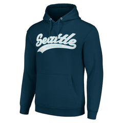 NHL Deep Sea Blue Seattle Kraken Starter Tailsweep Fleece Tri-Blend Pullover Hoodie