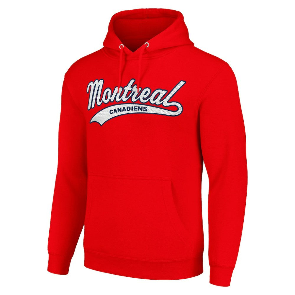 NHL Red Montreal Canadiens Starter Tailsweep Fleece Tri-Blend Pullover Hoodie