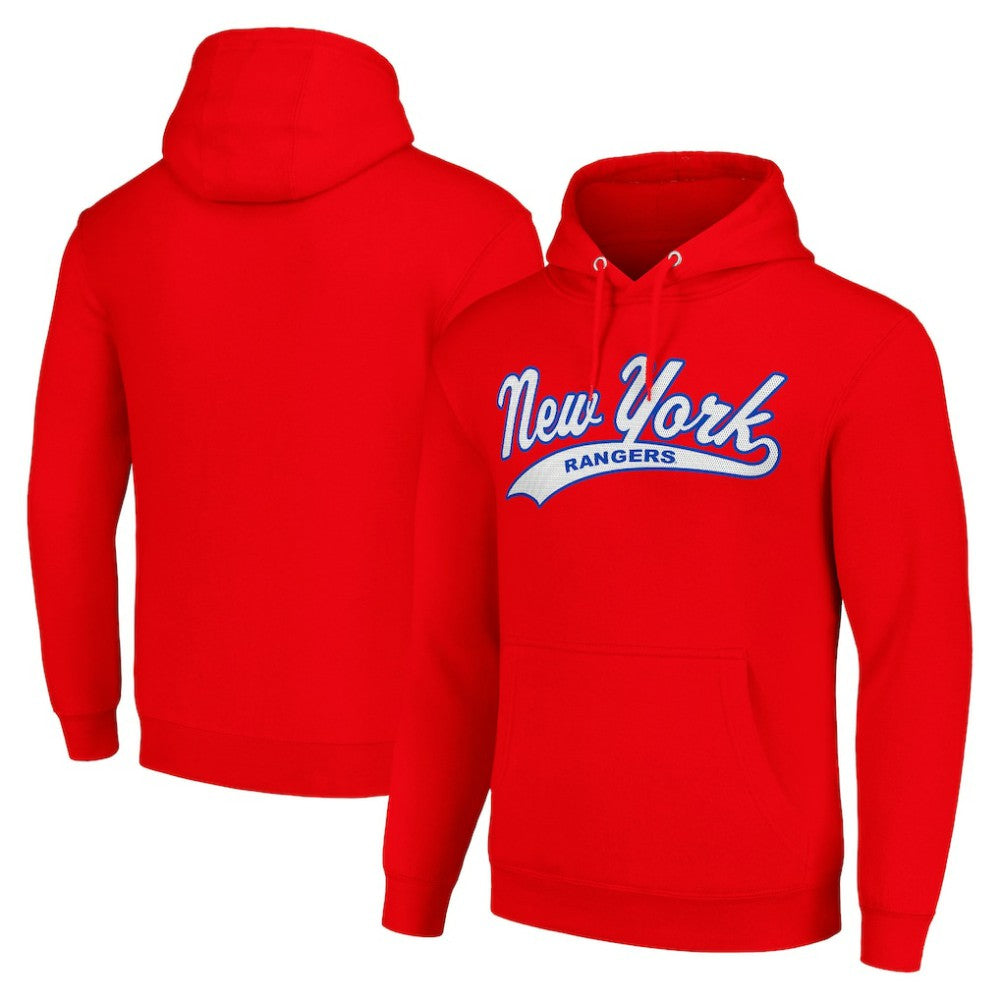 NHL Red New York Rangers Starter Tailsweep Fleece Tri-Blend Pullover Hoodie