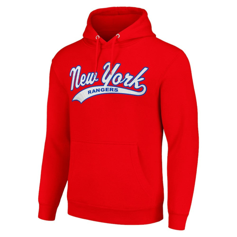 NHL Red New York Rangers Starter Tailsweep Fleece Tri-Blend Pullover Hoodie