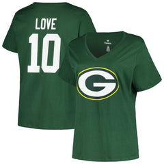 Jordan Love  Women's Plus Size Name & Number V-Neck T-Shirt - Green Bay Packers