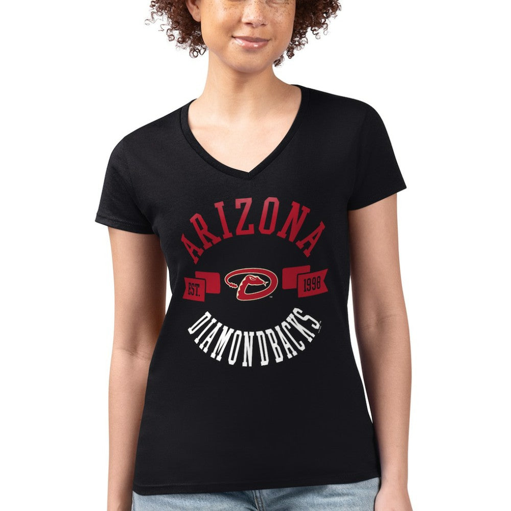 MLB Arizona Diamondbacks G-III 4Her by Carl Banks Women's Super-Slim Fit Lightweight City Graphic V-Neck T-Shirt