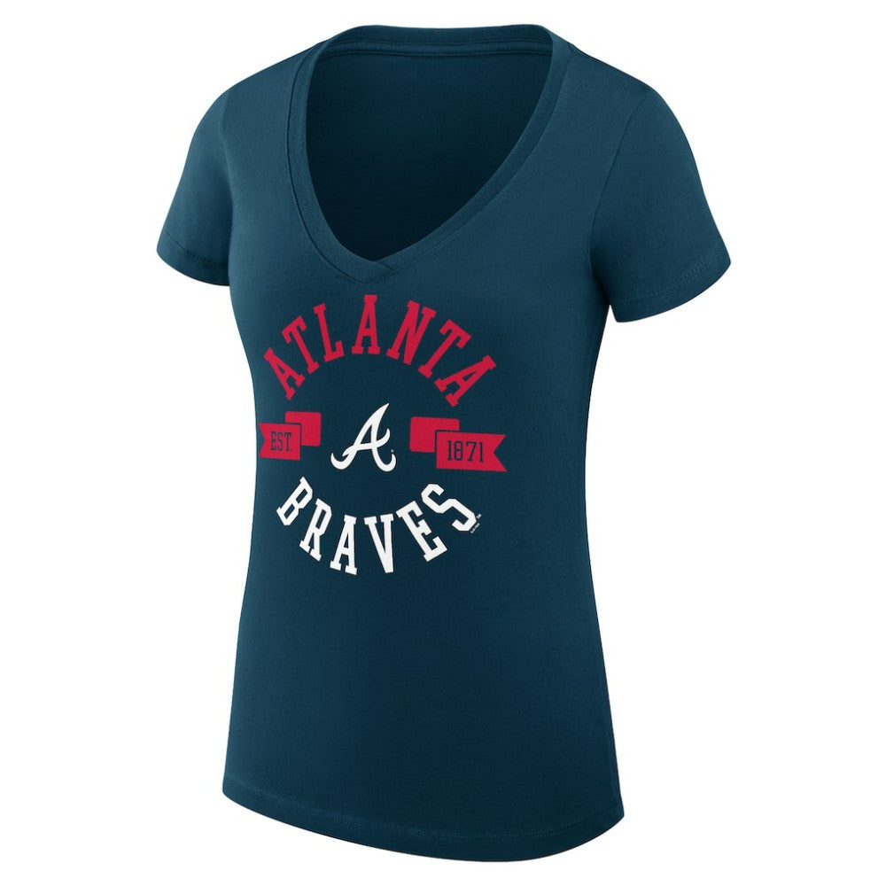 MLB Atlanta Braves G-III 4Her by Carl Banks Women's Super-Slim Fit Lightweight City Graphic V-Neck T-Shirt
