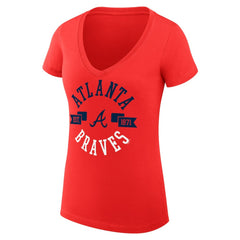 MLB Atlanta Braves G-III 4Her by Carl Banks Women's Super-Slim Fit Lightweight City Graphic V-Neck T-Shirt