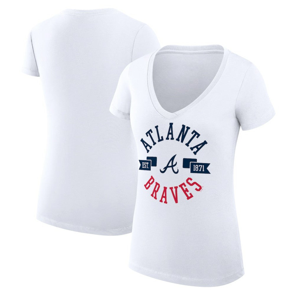 MLB Atlanta Braves G-III 4Her by Carl Banks Women's Super-Slim Fit Lightweight City Graphic V-Neck T-Shirt