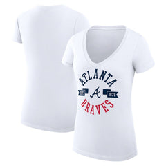 MLB Atlanta Braves G-III 4Her by Carl Banks Women's Super-Slim Fit Lightweight City Graphic V-Neck T-Shirt