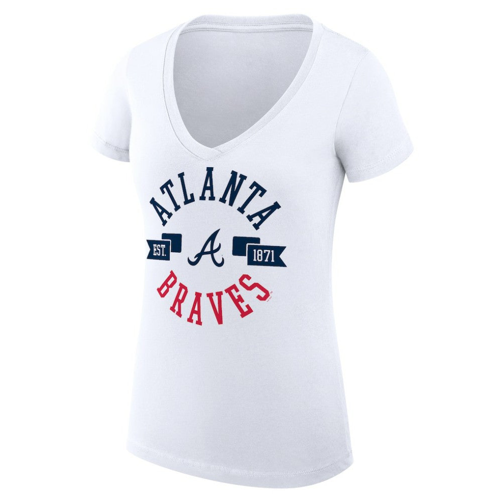 MLB Atlanta Braves G-III 4Her by Carl Banks Women's Super-Slim Fit Lightweight City Graphic V-Neck T-Shirt