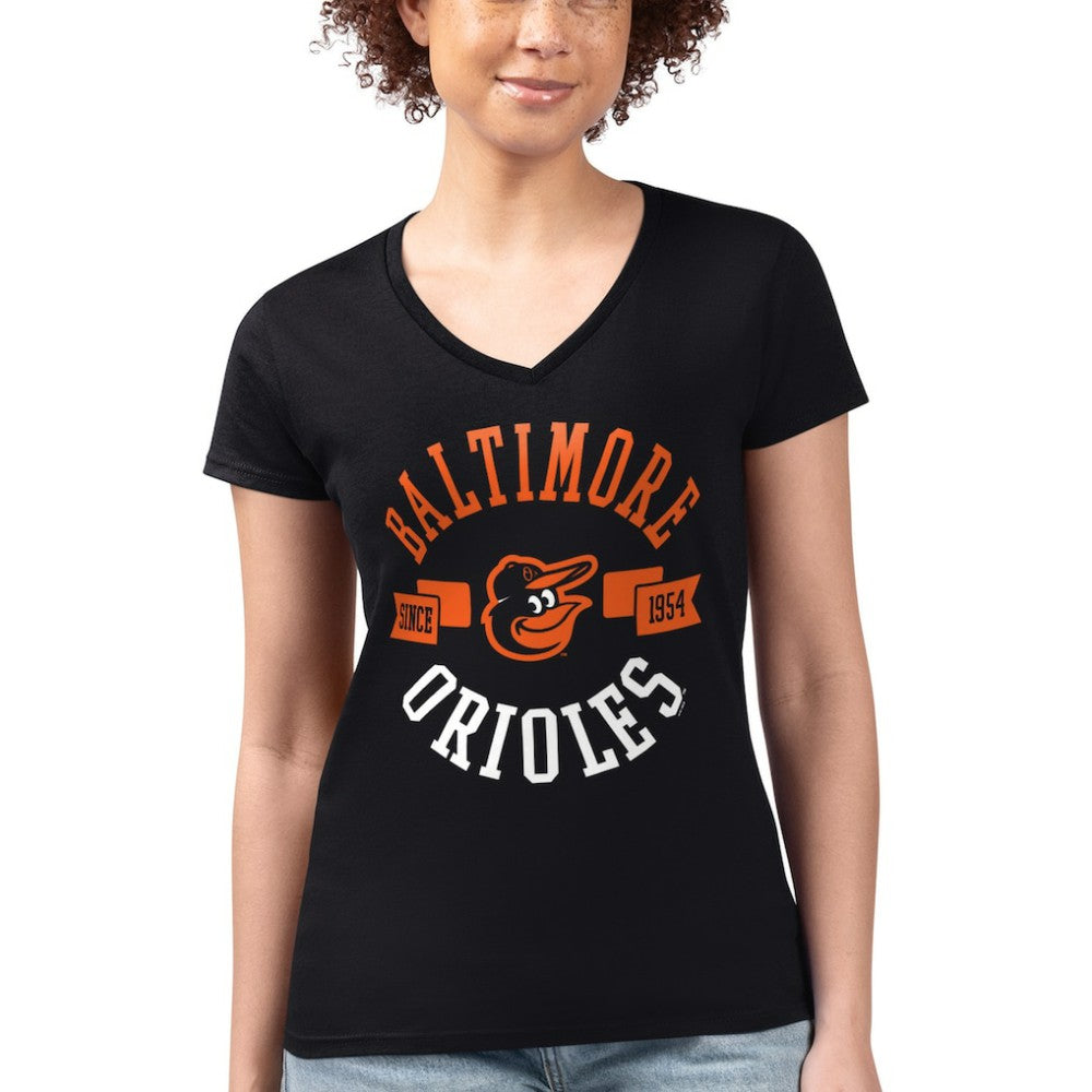 MLB Baltimore Orioles G-III 4Her by Carl Banks Women's Super-Slim Fit Lightweight City Graphic V-Neck T-Shirt