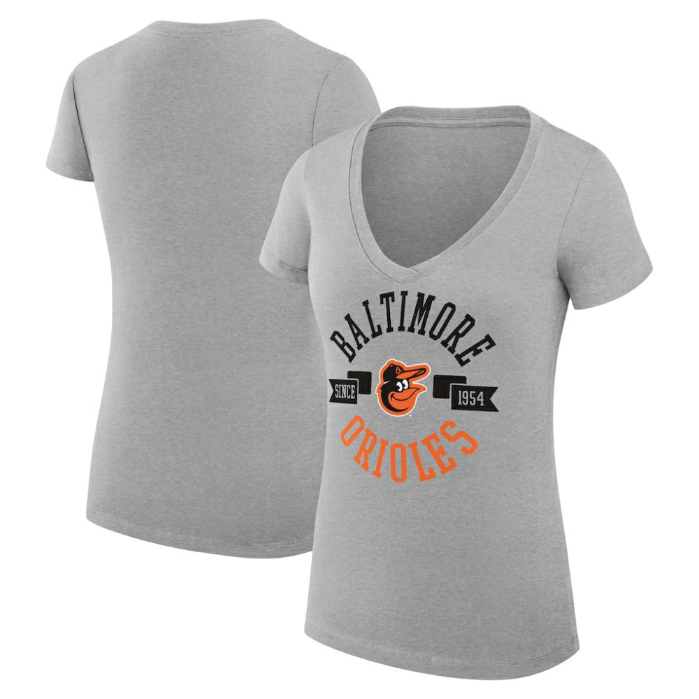MLB Baltimore Orioles G-III 4Her by Carl Banks Women's Super-Slim Fit Lightweight City Graphic V-Neck T-Shirt