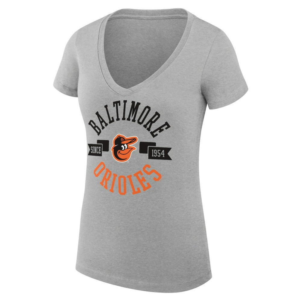 MLB Baltimore Orioles G-III 4Her by Carl Banks Women's Super-Slim Fit Lightweight City Graphic V-Neck T-Shirt