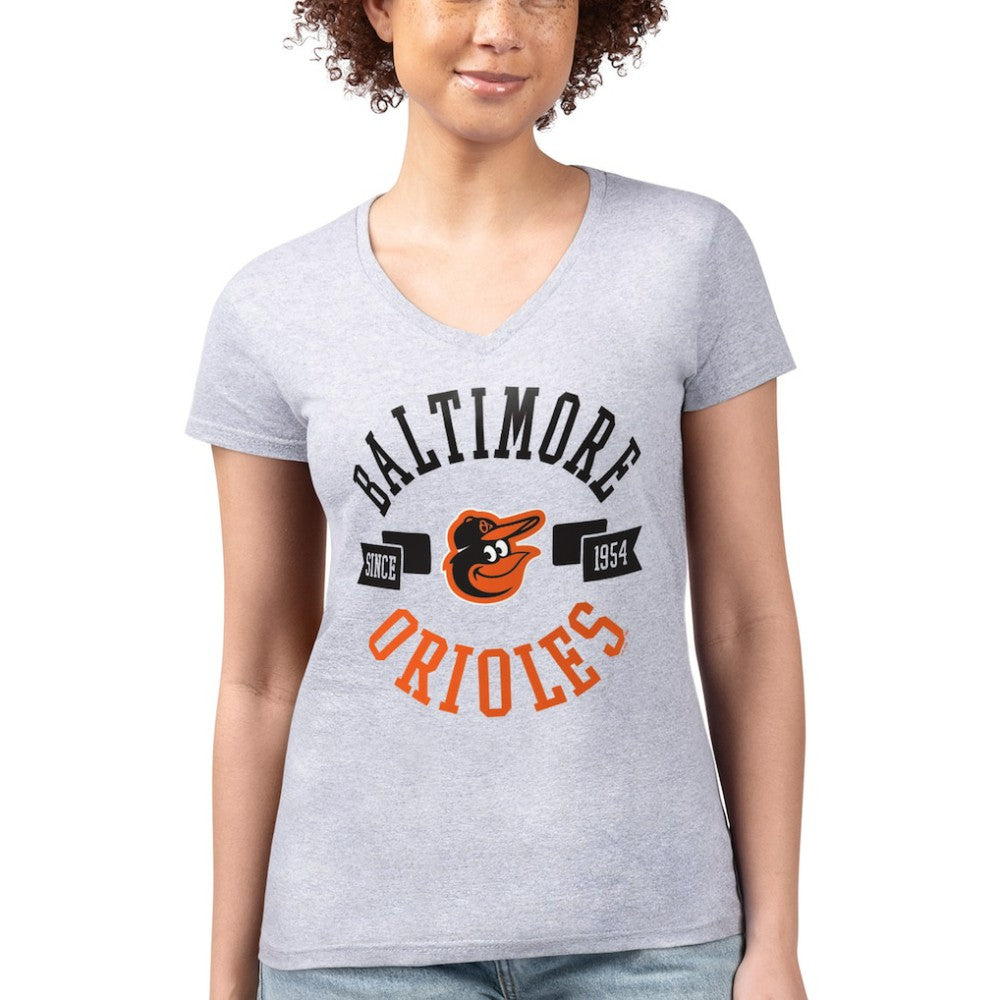 MLB Baltimore Orioles G-III 4Her by Carl Banks Women's Super-Slim Fit Lightweight City Graphic V-Neck T-Shirt