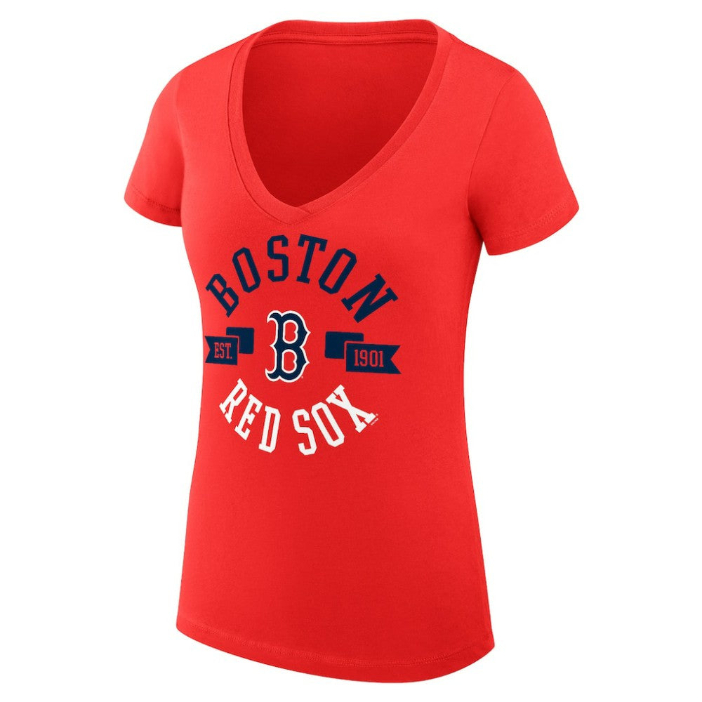 MLB Boston Red Sox G-III 4Her by Carl Banks Women's Super-Slim Fit Lightweight City Graphic V-Neck T-Shirt