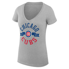 MLB Chicago Cubs G-III 4Her by Carl Banks Women's Super-Slim Fit Lightweight City Graphic V-Neck T-Shirt