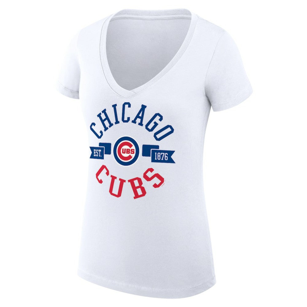 MLB Chicago Cubs G-III 4Her by Carl Banks Women's Super-Slim Fit Lightweight City Graphic V-Neck T-Shirt