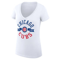 MLB Chicago Cubs G-III 4Her by Carl Banks Women's Super-Slim Fit Lightweight City Graphic V-Neck T-Shirt