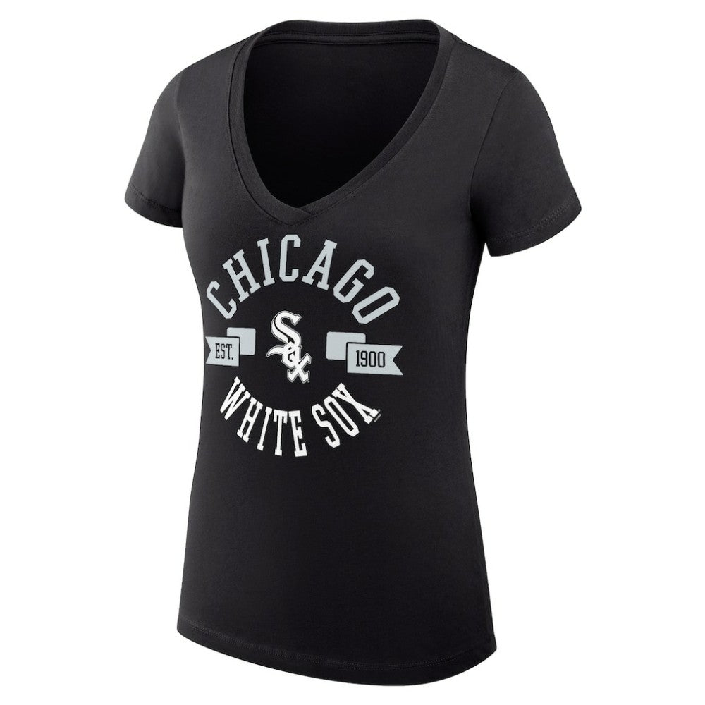 MLB Chicago White Sox G-III 4Her by Carl Banks Women's Super-Slim Fit Lightweight City Graphic V-Neck T-Shirt