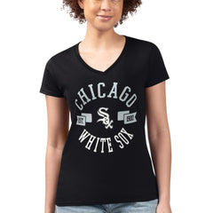 MLB Chicago White Sox G-III 4Her by Carl Banks Women's Super-Slim Fit Lightweight City Graphic V-Neck T-Shirt