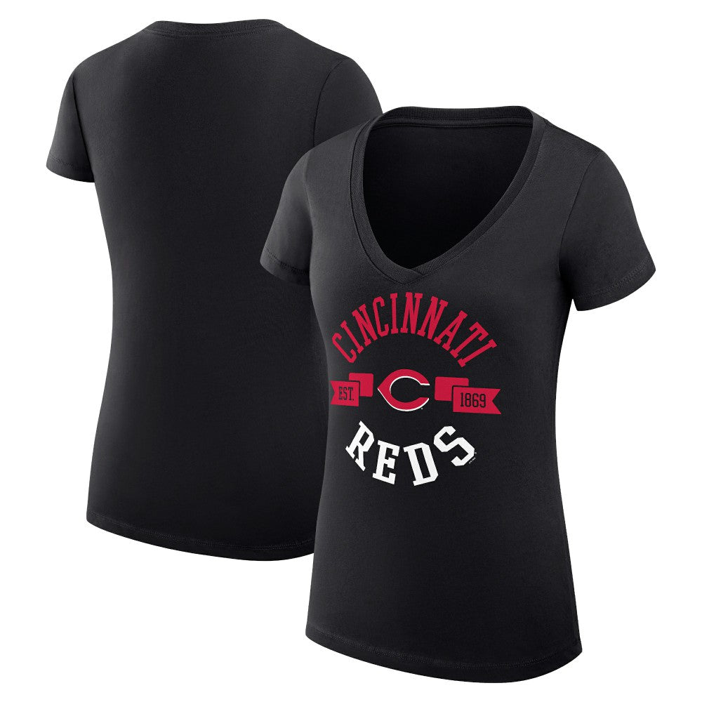 MLB Cincinnati Reds G-III 4Her by Carl Banks Women's Super-Slim Fit Lightweight City Graphic V-Neck T-Shirt