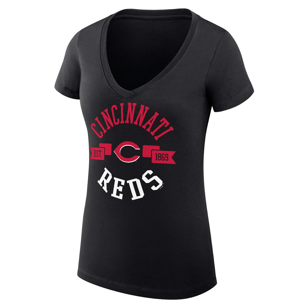 MLB Cincinnati Reds G-III 4Her by Carl Banks Women's Super-Slim Fit Lightweight City Graphic V-Neck T-Shirt