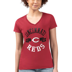 MLB Cincinnati Reds G-III 4Her by Carl Banks Women's Super-Slim Fit Lightweight City Graphic V-Neck T-Shirt