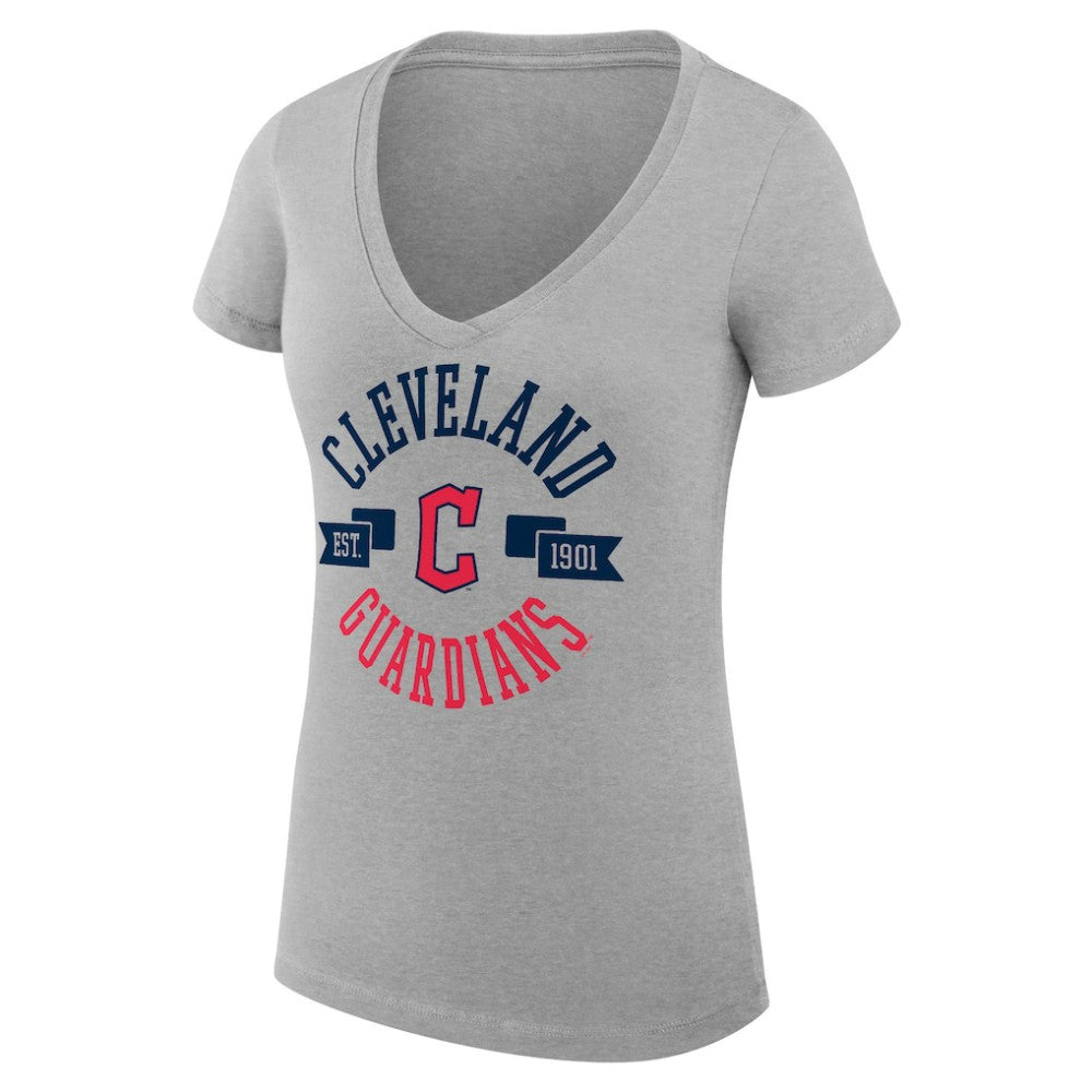 MLB Cleveland Guardians G-III 4Her by Carl Banks Women's Super-Slim Fit Lightweight City Graphic V-Neck T-Shirt