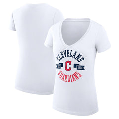 MLB Cleveland Guardians G-III 4Her by Carl Banks Women's Super-Slim Fit Lightweight City Graphic V-Neck T-Shirt