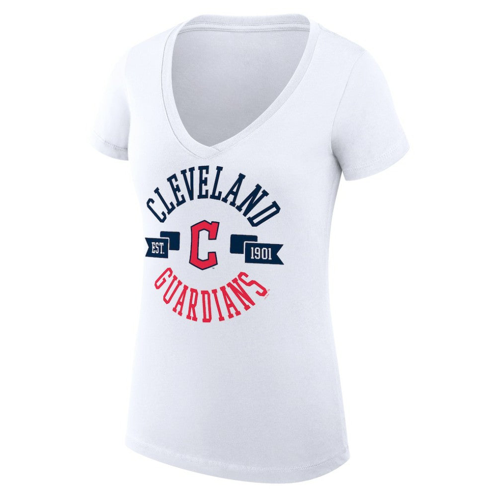 MLB Cleveland Guardians G-III 4Her by Carl Banks Women's Super-Slim Fit Lightweight City Graphic V-Neck T-Shirt