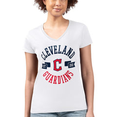 MLB Cleveland Guardians G-III 4Her by Carl Banks Women's Super-Slim Fit Lightweight City Graphic V-Neck T-Shirt