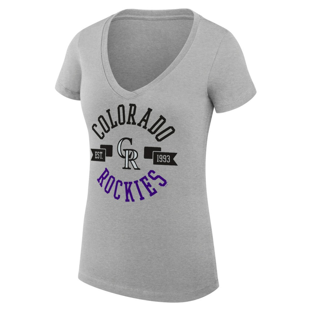 MLB Colorado Rockies G-III 4Her by Carl Banks Women's Super-Slim Fit Lightweight City Graphic V-Neck T-Shirt