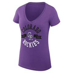 MLB Colorado Rockies G-III 4Her by Carl Banks Women's Super-Slim Fit Lightweight City Graphic V-Neck T-Shirt