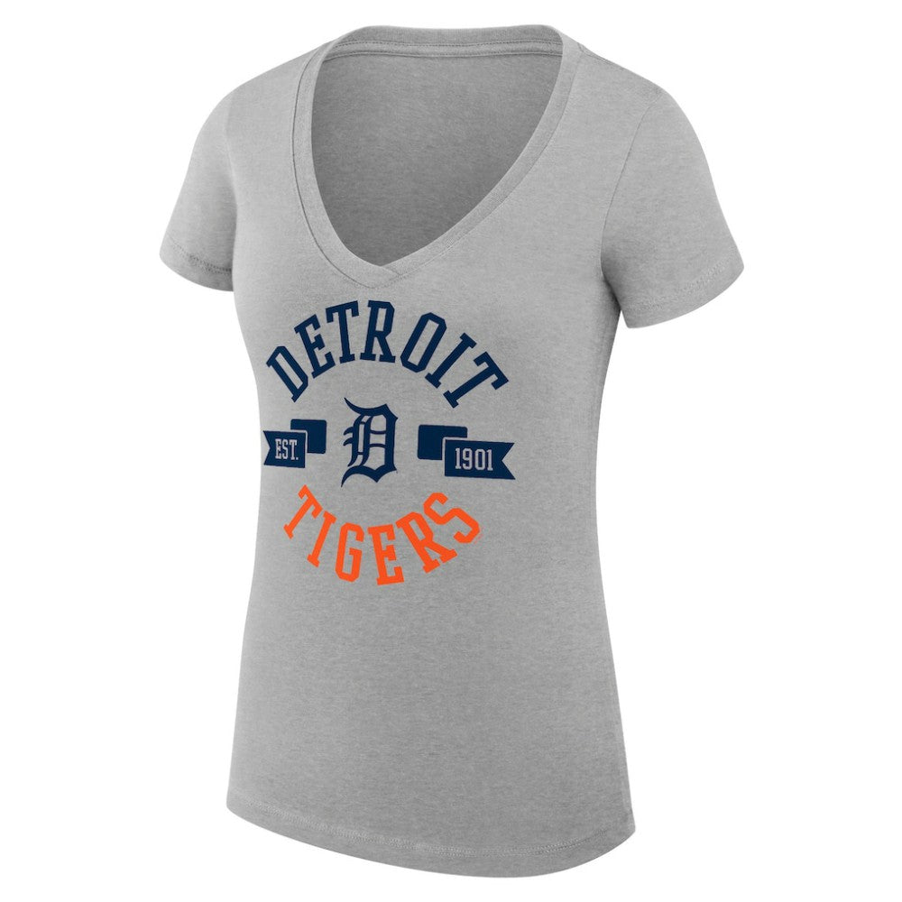 MLB Detroit Tigers G-III 4Her by Carl Banks Women's Super-Slim Fit Lightweight City Graphic V-Neck T-Shirt
