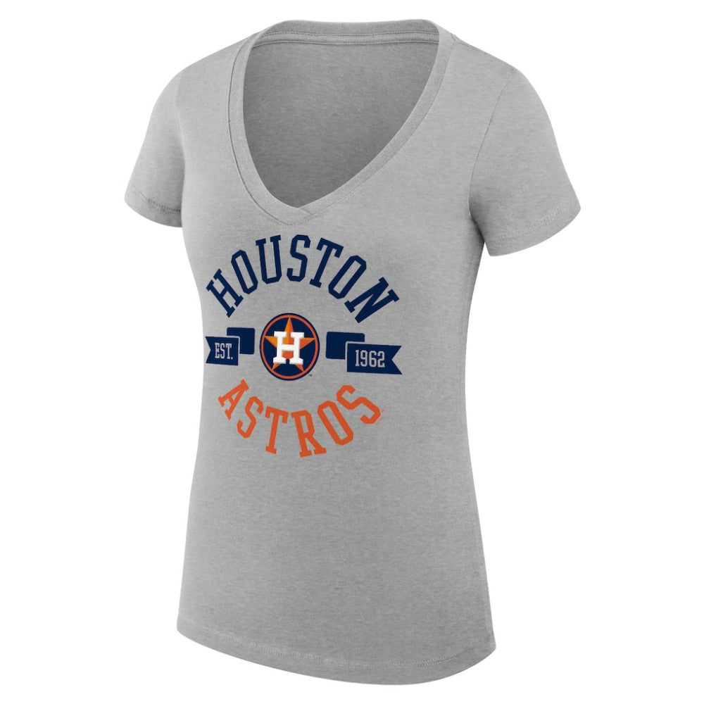MLB Houston Astros G-III 4Her by Carl Banks Women's Super-Slim Fit Lightweight City Graphic V-Neck T-Shirt