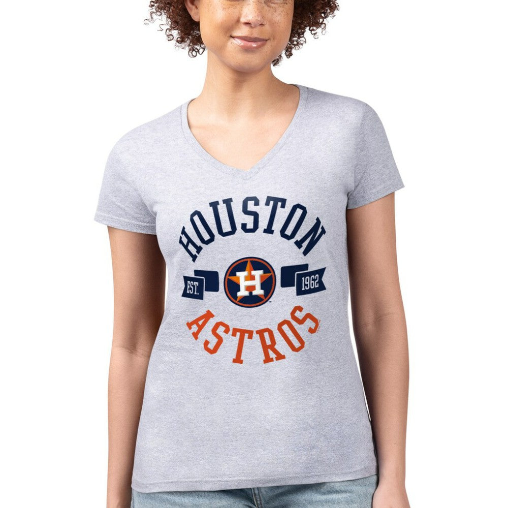 MLB Houston Astros G-III 4Her by Carl Banks Women's Super-Slim Fit Lightweight City Graphic V-Neck T-Shirt