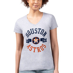 MLB Houston Astros G-III 4Her by Carl Banks Women's Super-Slim Fit Lightweight City Graphic V-Neck T-Shirt