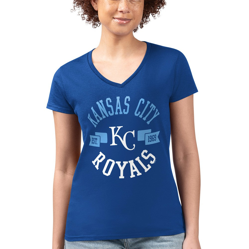 MLB Kansas City Royals G-III 4Her by Carl Banks Women's Super-Slim Fit Lightweight City Graphic V-Neck T-Shirt