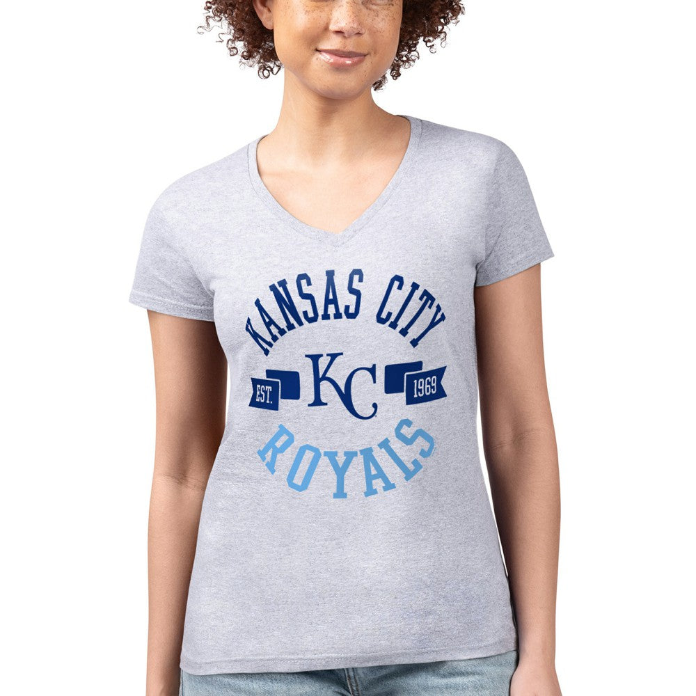 MLB Kansas City Royals G-III 4Her by Carl Banks Women's Super-Slim Fit Lightweight City Graphic V-Neck T-Shirt