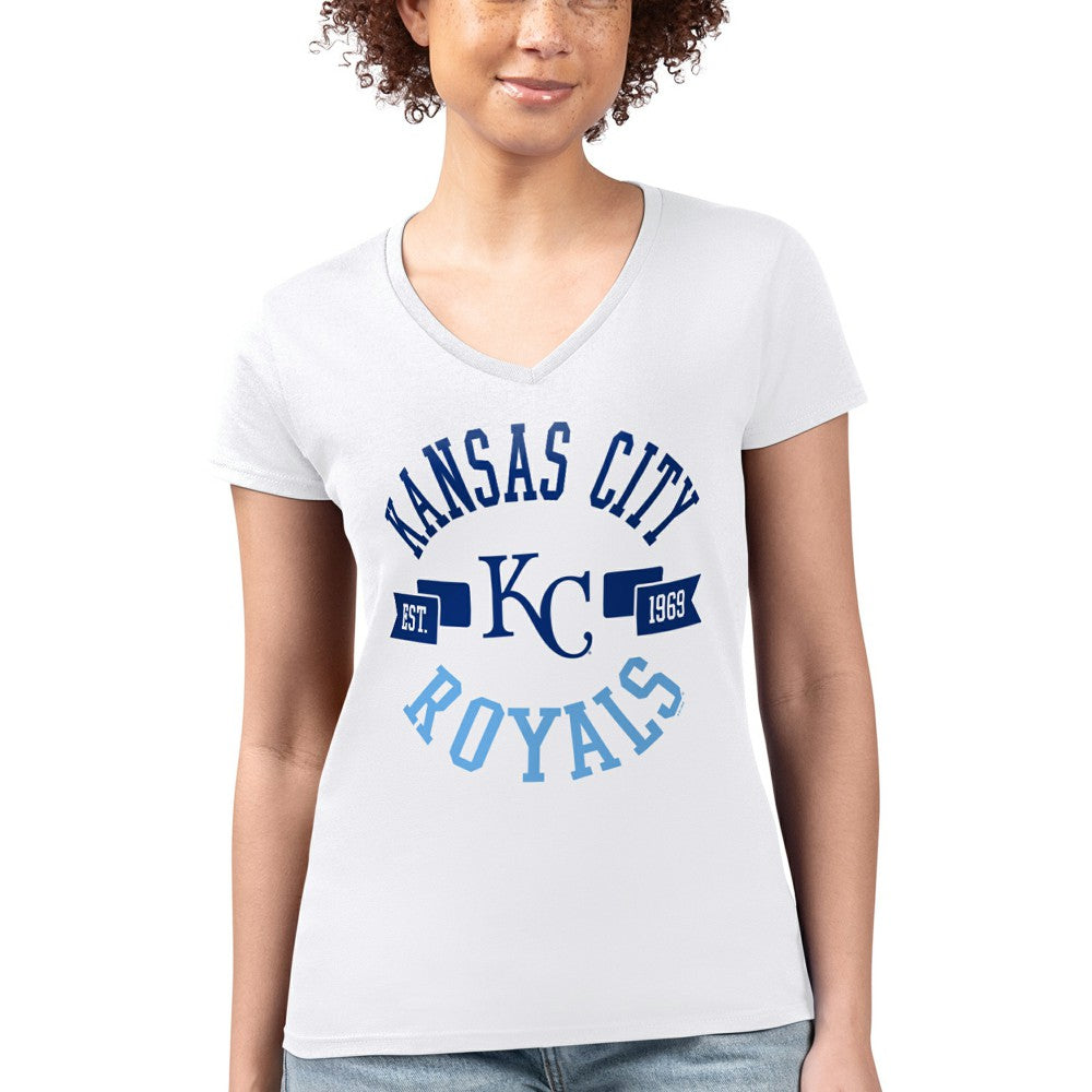 MLB Kansas City Royals G-III 4Her by Carl Banks Women's Super-Slim Fit Lightweight City Graphic V-Neck T-Shirt