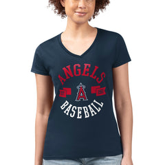 MLB Los Angeles Angels G-III 4Her by Carl Banks Women's Super-Slim Fit Lightweight City Graphic V-Neck T-Shirt