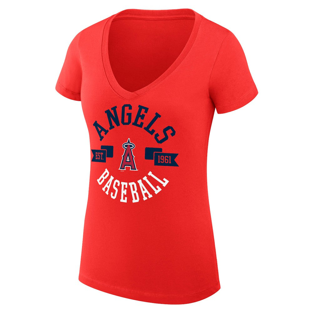 MLB Los Angeles Angels G-III 4Her by Carl Banks Women's Super-Slim Fit Lightweight City Graphic V-Neck T-Shirt