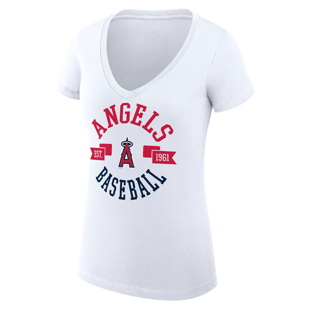 MLB Los Angeles Angels G-III 4Her by Carl Banks Women's Super-Slim Fit Lightweight City Graphic V-Neck T-Shirt