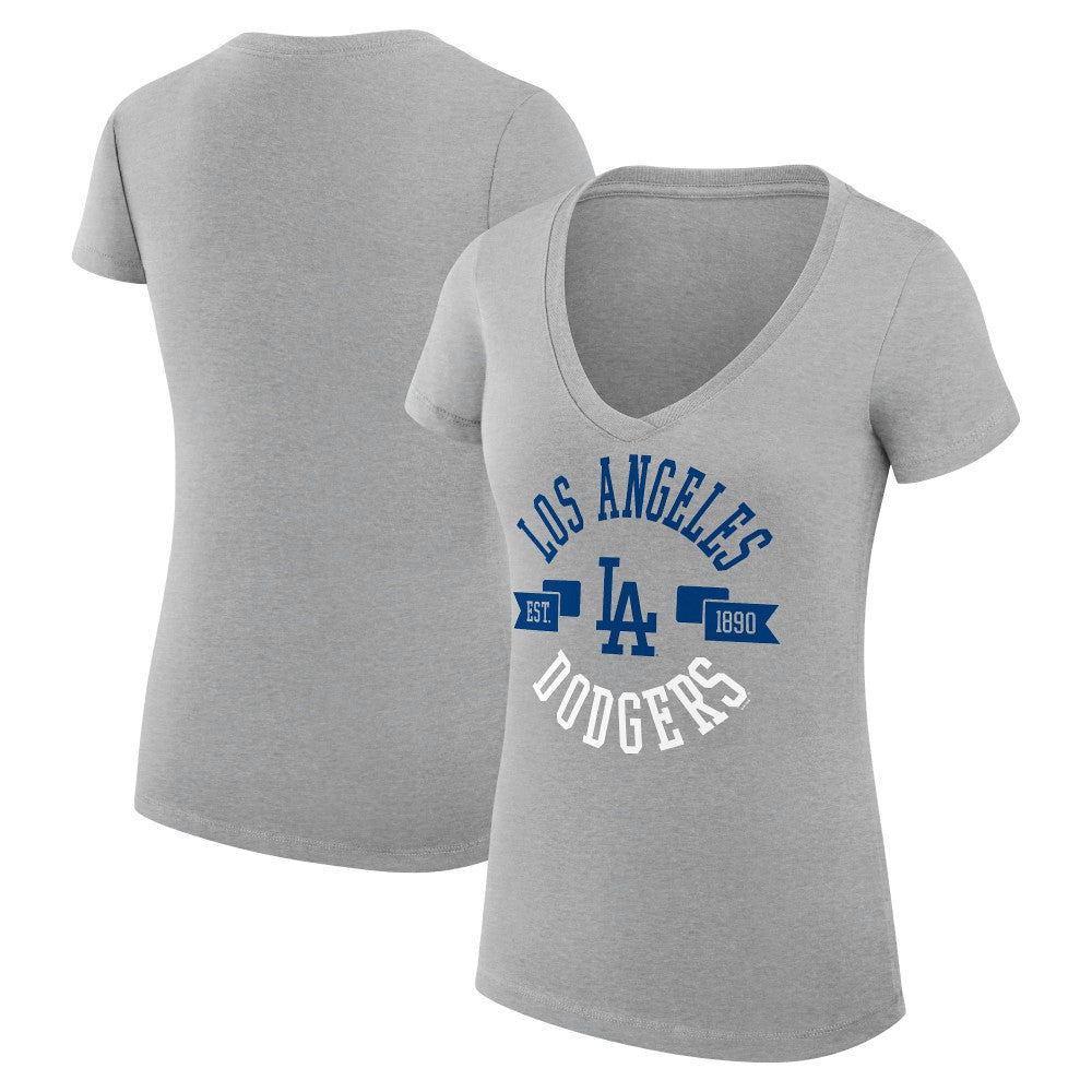 MLB Los Angeles Dodgers G-III 4Her by Carl Banks Women's Super-Slim Fit Lightweight City Graphic V-Neck T-Shirt
