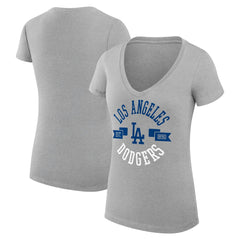 MLB Los Angeles Dodgers G-III 4Her by Carl Banks Women's Super-Slim Fit Lightweight City Graphic V-Neck T-Shirt